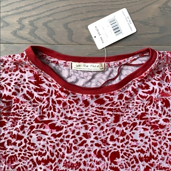 NWT Free People "Teddy" Burnout T-Shirt - Berry - Picture 4 of 6